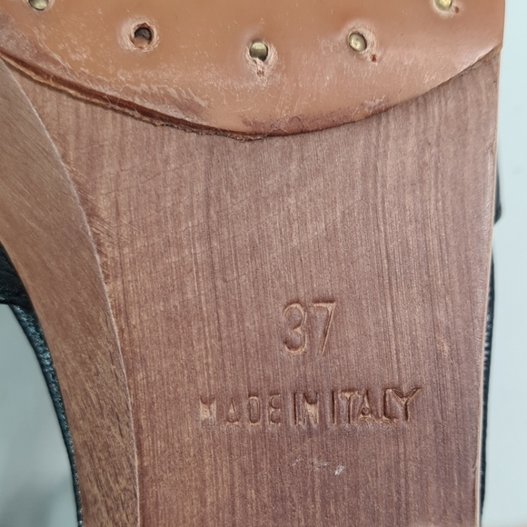 YSL Rive Gauche Black Leather Strappy Sandal Heels Size 37 - Picture 5 of 12